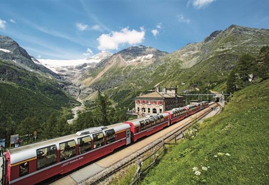 Vinice, palmy a jezera pod horskými štíty s jízdou Bernina Express a ledovcem Diavolezza